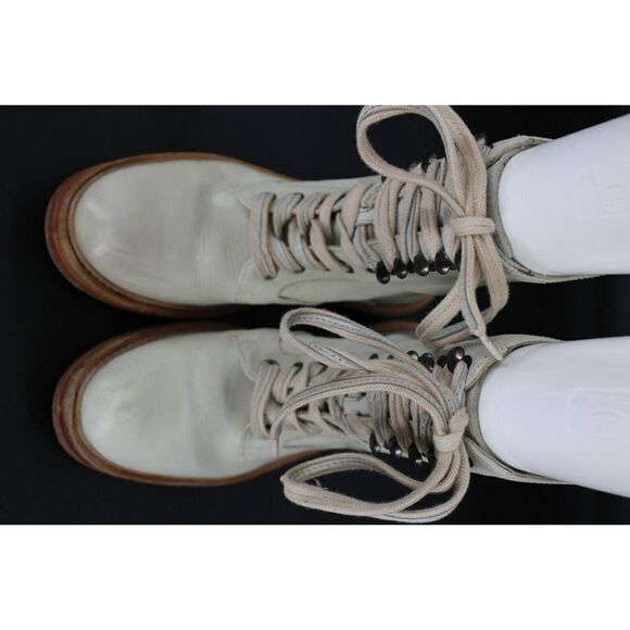 Free People Santa Fe Lace Up Ivory Leather Boot Size 36 - Picture 2 of 9